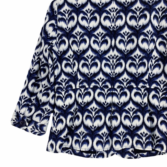 Ellen Tracy Ikat Inspired Peplum Style Blazer Jacket Blue White Black St… - Picture 8 of 16